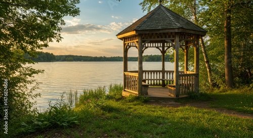 Wallpaper Mural Gazebo by Lakeside at Sunset Torontodigital.ca
