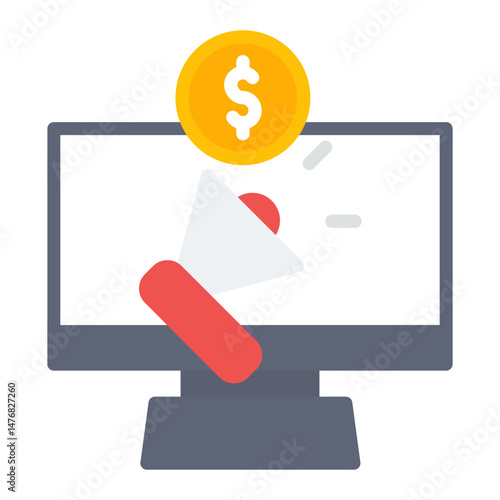 Paid Promotion icon vector image. Can be used for Public Relations Agency.