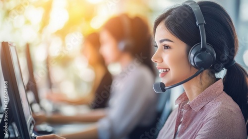 Smiling Customer Service Representative at Work