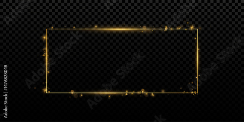 Gold rectangular frame.With dust and glitter.For decorations,cards,greetings,advertising,banner.Blank frame.