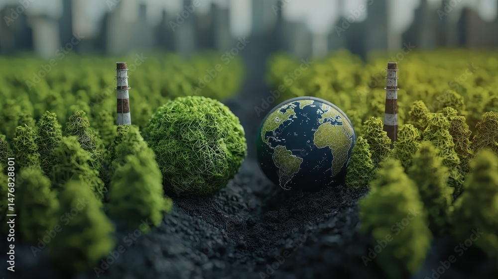 Earth between pollution and nature Earth between pollution and nature