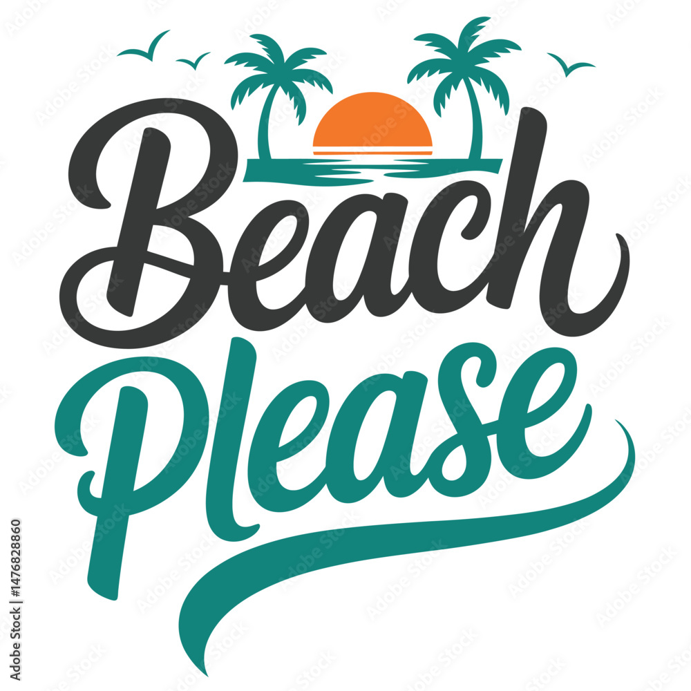 Naklejka premium Summer beach T-Shirt Design Vector Art & Illustration