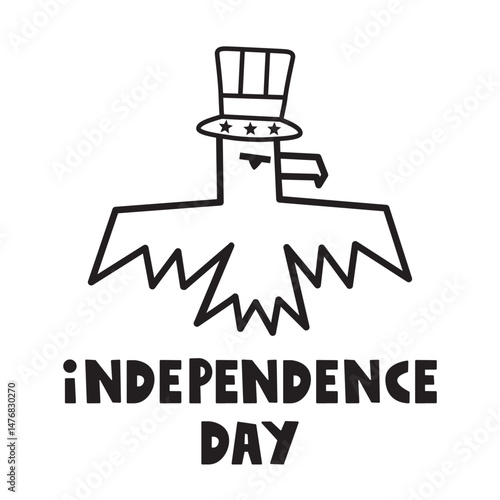 Eagle patriotic hat. Outline icon. Vector illustration on white background.