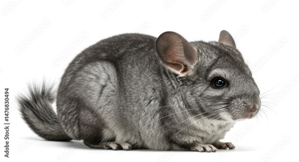 Fototapeta premium Relaxed Chinchilla on White Background