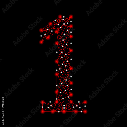 Obraz na plátně An abstract painting of the number one made up of dots, lines and shapes
