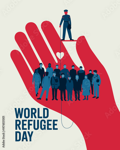 World Refugee Day graphic showing protection and migration journey