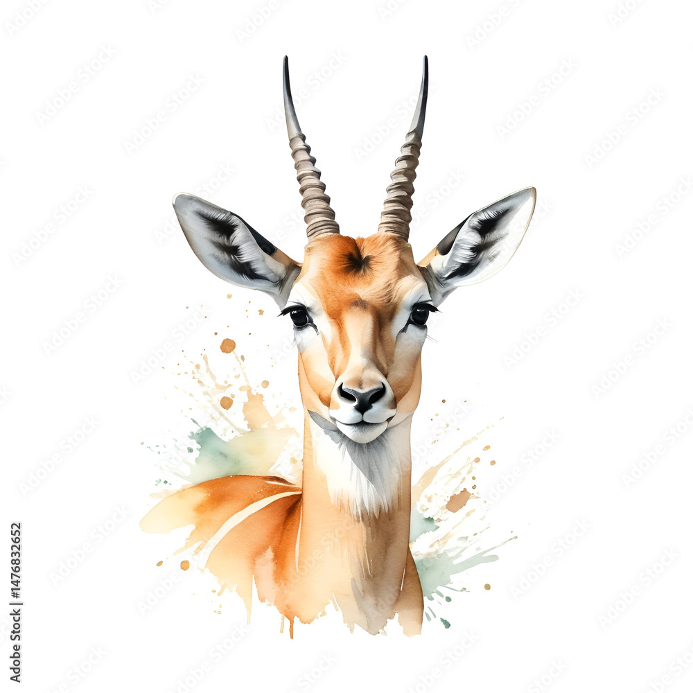 Fototapeta premium Gazelle illustration watercolor with transparent background.