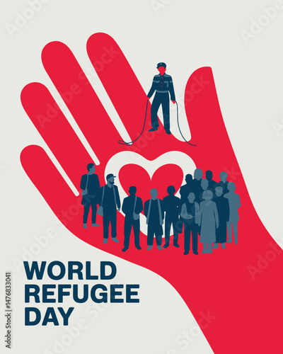 World Refugee Day graphic showing protection and migration journey