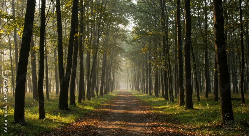Obraz premium Foggy forest path