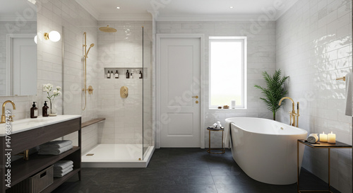 Wallpaper Mural Contemporary Bathroom with Large Window
 Torontodigital.ca