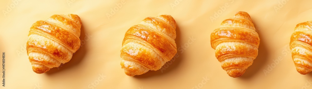 custom made wallpaper toronto digitalFreshly Baked Golden Croissants on Yellow Background for Gourmet Breakfast or Bakery Theme