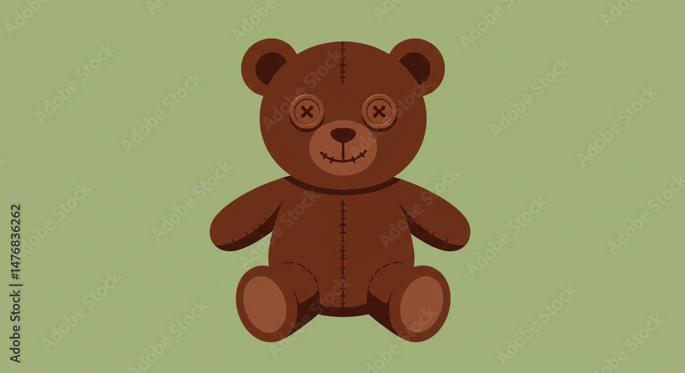 Obraz premium Simple Brown Teddy Bear Illustration 