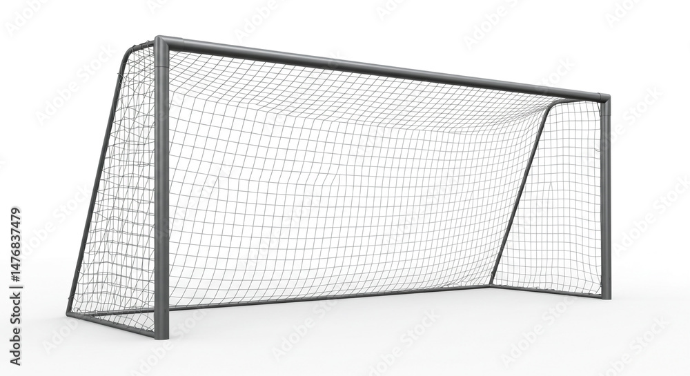Obraz premium Empty White Soccer Net on a Field 