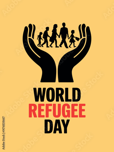 World Refugee Day: Hands Holding Globe Migrants Illustration