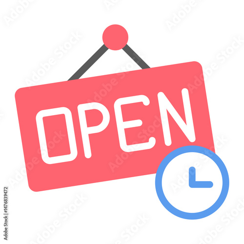 Open Hours icon vector image. Can be used for Museum.