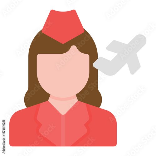Female Flight Attendant icon vector image. Can be used for Airline.