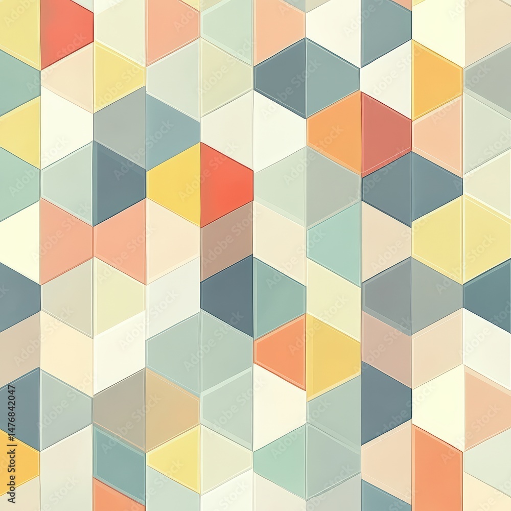 Geometric Pattern with Colorful Triangles in Pastel Shades Geometric Pattern with Colorful Triangles in Pastel Shades