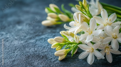 Tuberose Flower with Zen Spa Background. Zen Spa Treatment Banner. Closeup Tuberose Flower Photography.