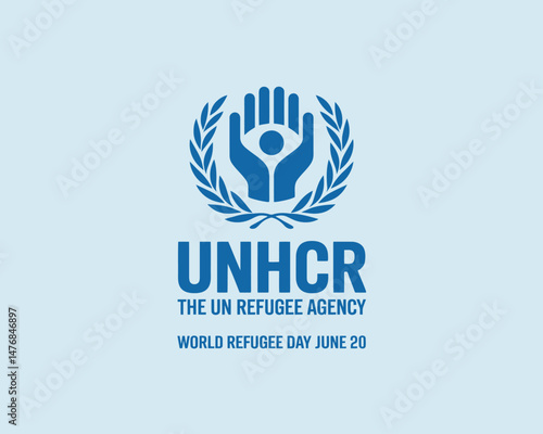 World Refugee Day official graphic with UNHCR logo, June 20th