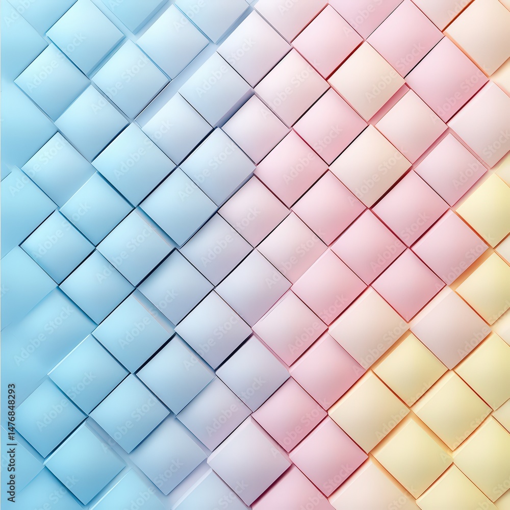 Obraz premium Colorful Abstract Pattern of Soft Pastel Squares and Geometry