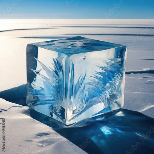 ice cubes on blue sky