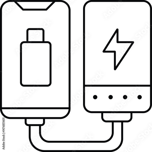 Charging and Battery Power Icons, Understanding Symbols for Device Charging and Energy Levels, Vector Illustration.