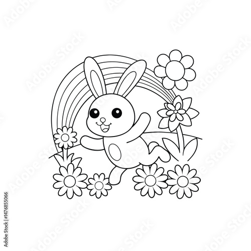 Playful Bunny Enjoying the Green Meadow coloring pages