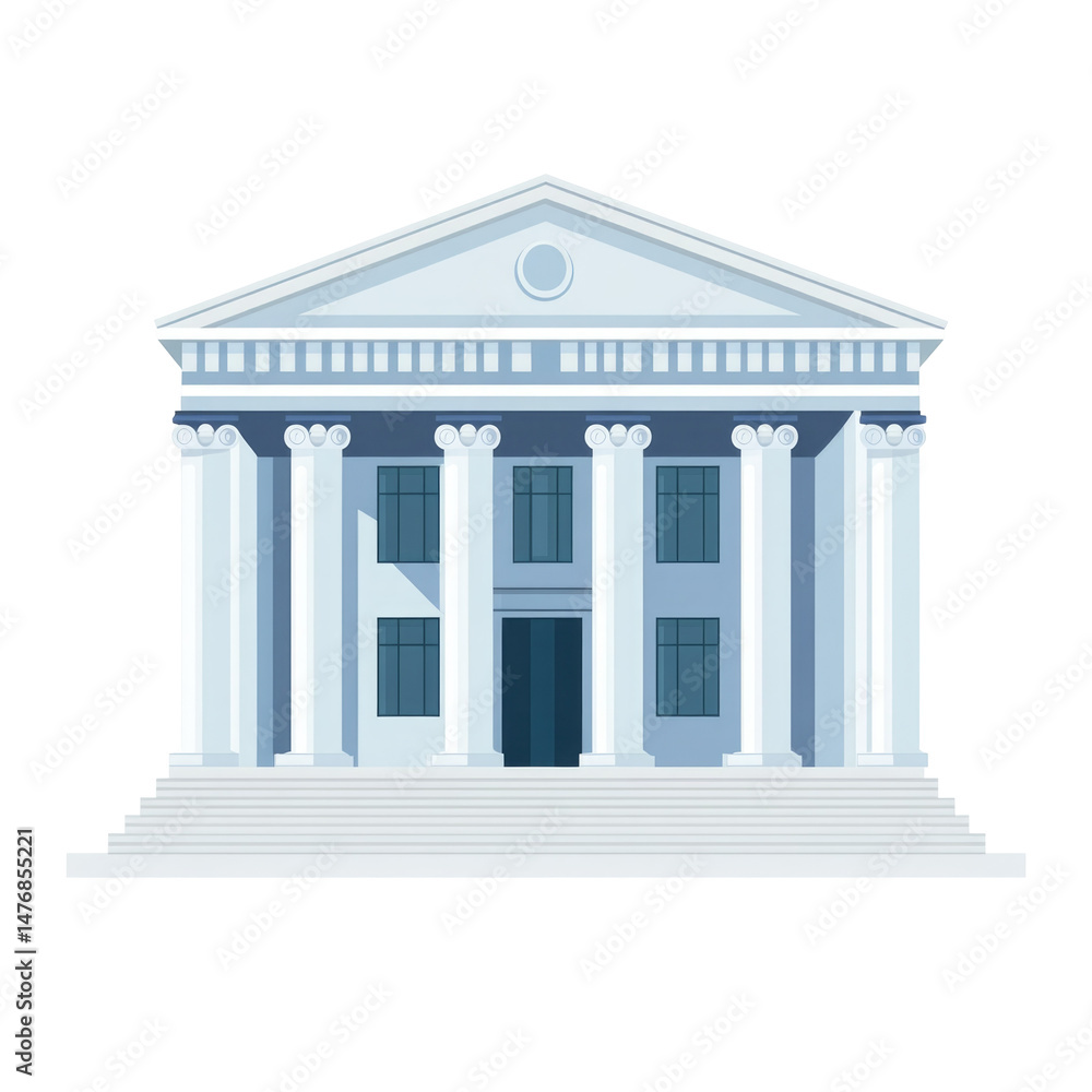 Obraz premium Courthouse Building Icon In Justice System Theme On isolated on a transparent background. High quality PNG, commercial use.