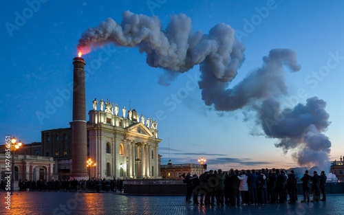 White smoke from the chapel chimney signals the election of a new pope