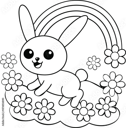 Playful Bunny Enjoying the Green Meadow coloring pages