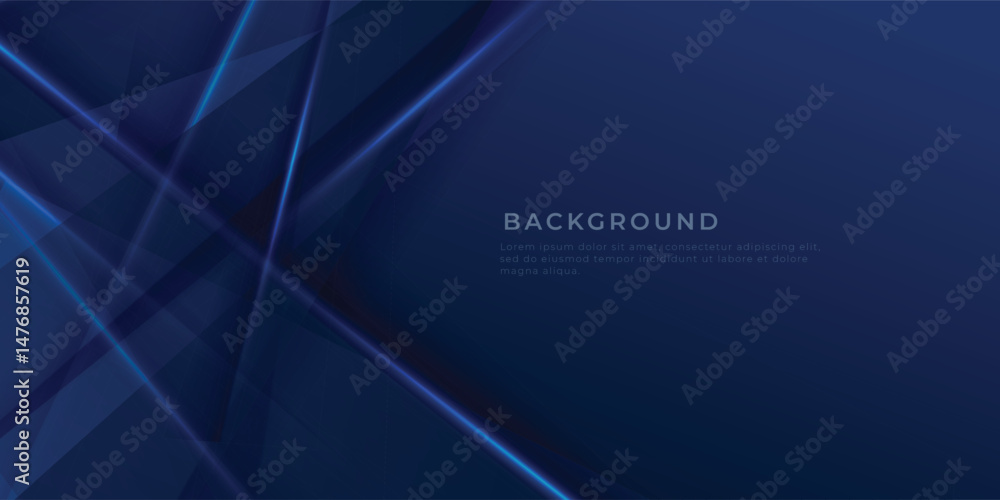 Naklejka premium Abstract futuristic dark blue background with light and shadow with lines. Vector Illustration. Modern Design