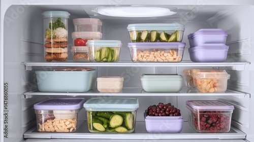 Organized Refrigerator: Healthy Meal Prep Containers