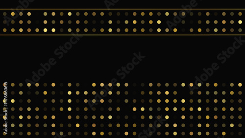Dark background with golden lines and glittering dots