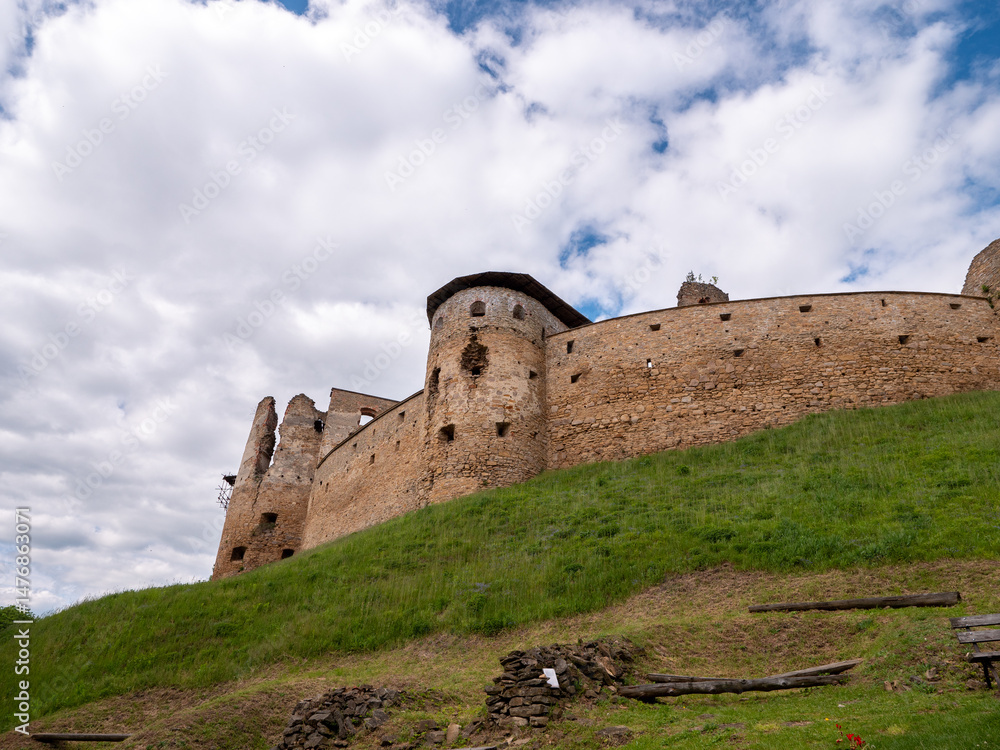 Panoramic view of the historic Zborov Castle ruins located in eastern Slovakia near the town of Bardejov. Panoramic view of the historic Zborov Castle ruins located in eastern Slovakia near the town of Bardejov.