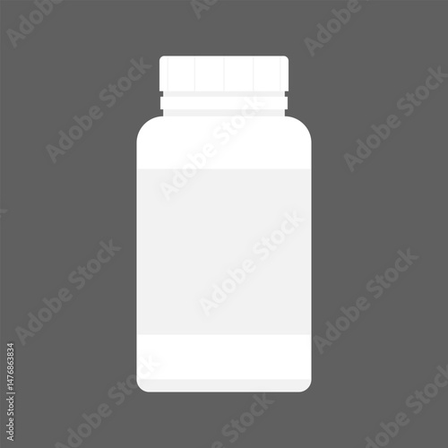 Obraz na płótnie White medicine bottle on gray background. Minimalist vector illustration w salonie