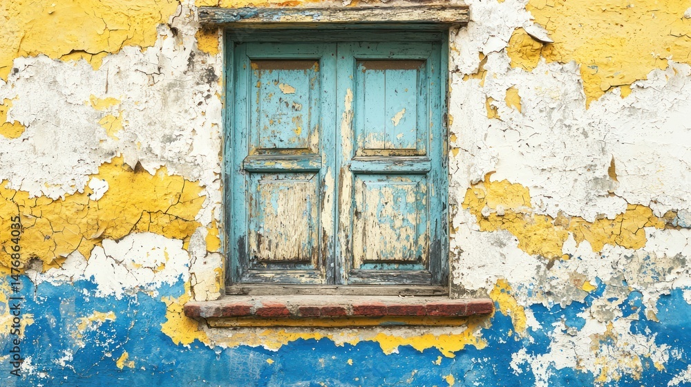 Naklejka premium A cracked wall with peeling paint