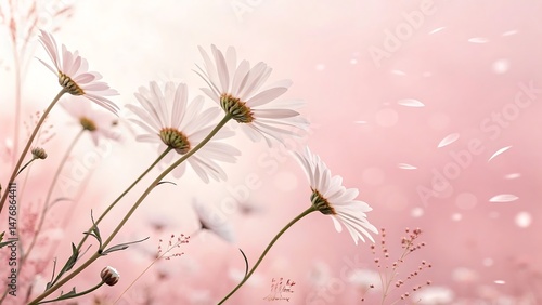 Delicate Daisies in a Soft Pink Floral Setting