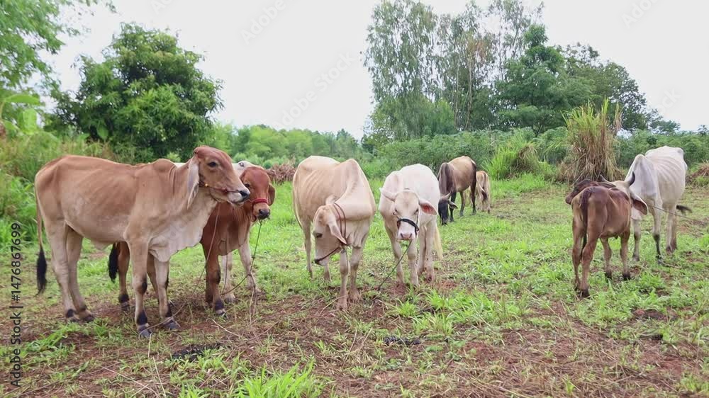 Cattle Grazing in Lush Green Fields under Overcast Sky Cattle Grazing in Lush Green Fields under Overcast Sky