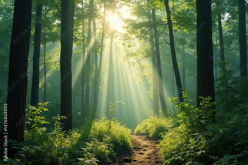 Fototapeta premium Breathtaking Nature Photograph Showcasing Tranquil Woodland Scene