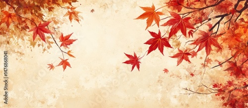 Red Maple Leaf Border Autumnal Design