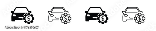 Car repair service cost icon. Car repair price signs