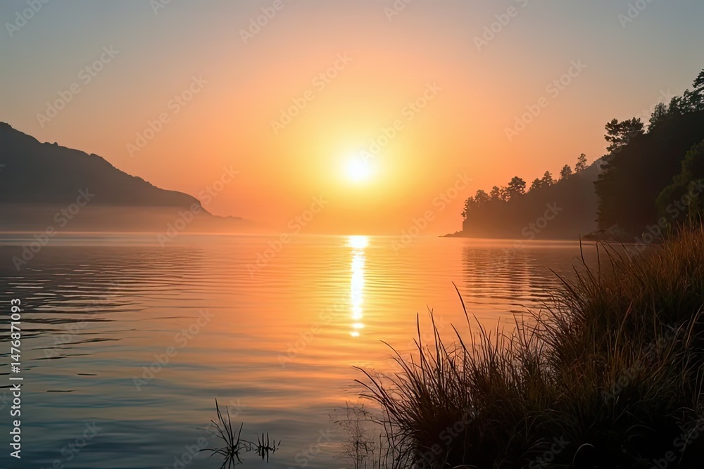 Naklejka premium Calm Dawn at Tranquil Water