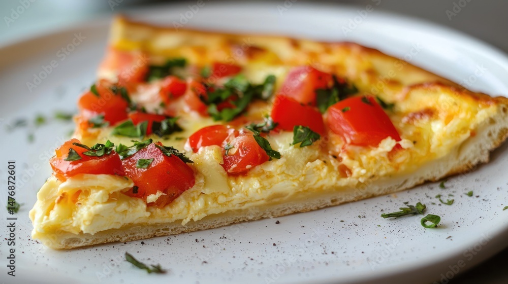 A delicious slice of pizza with cheese stretching A delicious slice of pizza with cheese stretching