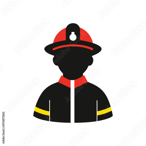 Firefighter of silhouette vector illustration on white background 