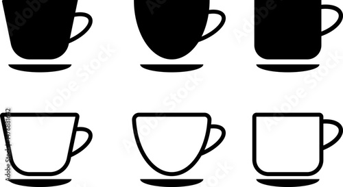 Coffee cup icon set. Hot drink icon. Disposable cup. caffeine drink. Takeaway concept
