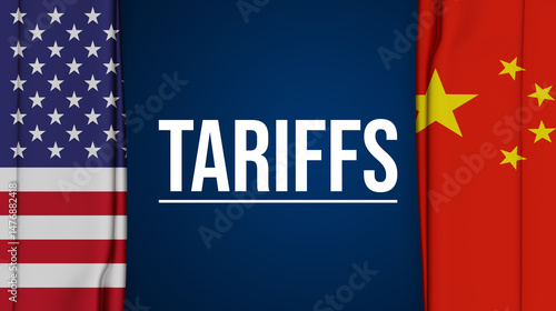 US-China Trade Tariffs Banner with National Flags and Economic Tension Theme