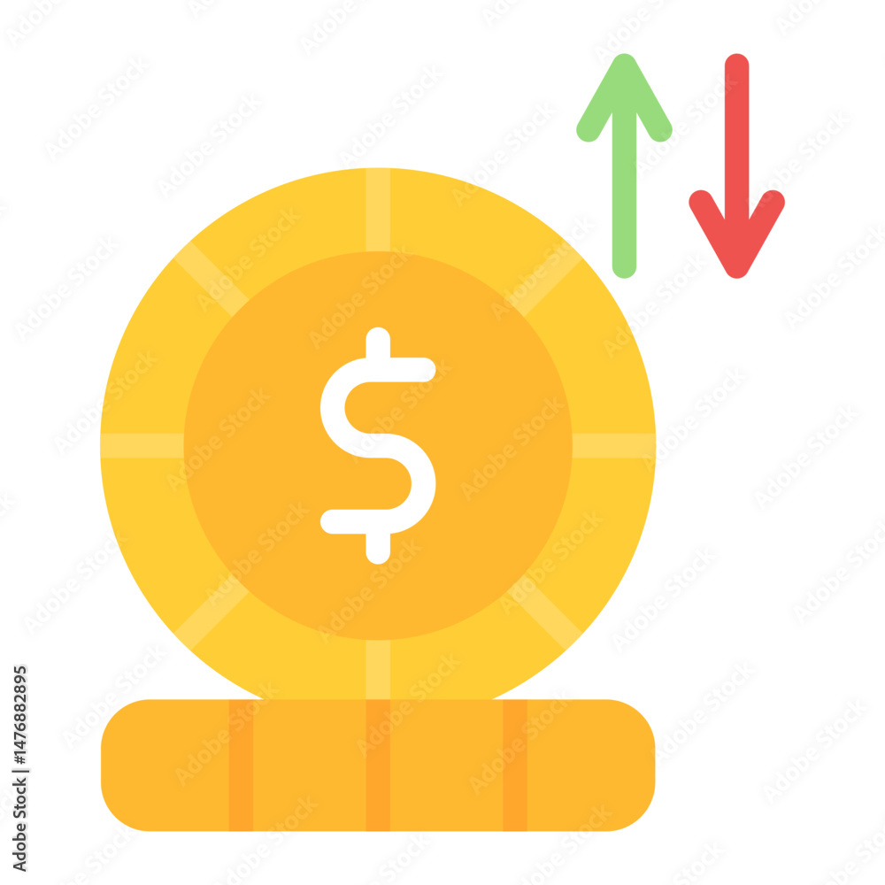 Obraz premium Currency Fluctuations icon vector image. Can be used for Business Risks.