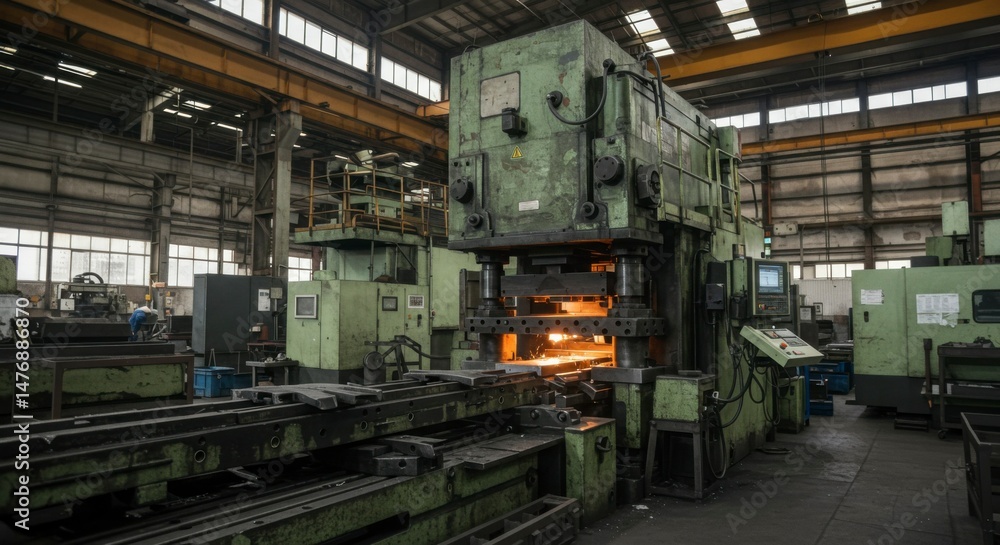 Fototapeta premium Industrial metal press in a factory