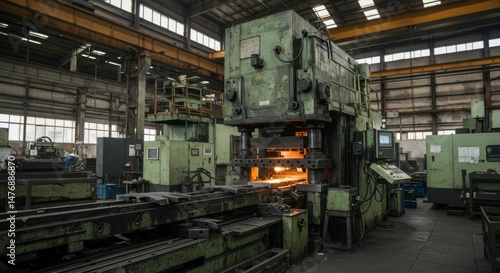 Industrial metal press in a factory