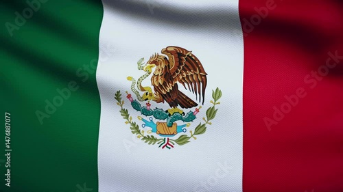 Mexico Flag 4K. Realistic Loop Waving with Highly Detailed Fabric.